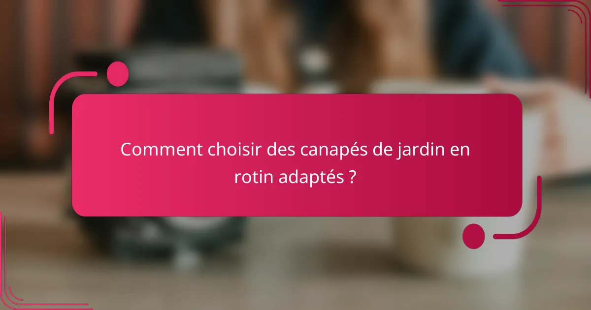 Comment choisir des canapés de jardin en rotin adaptés ?