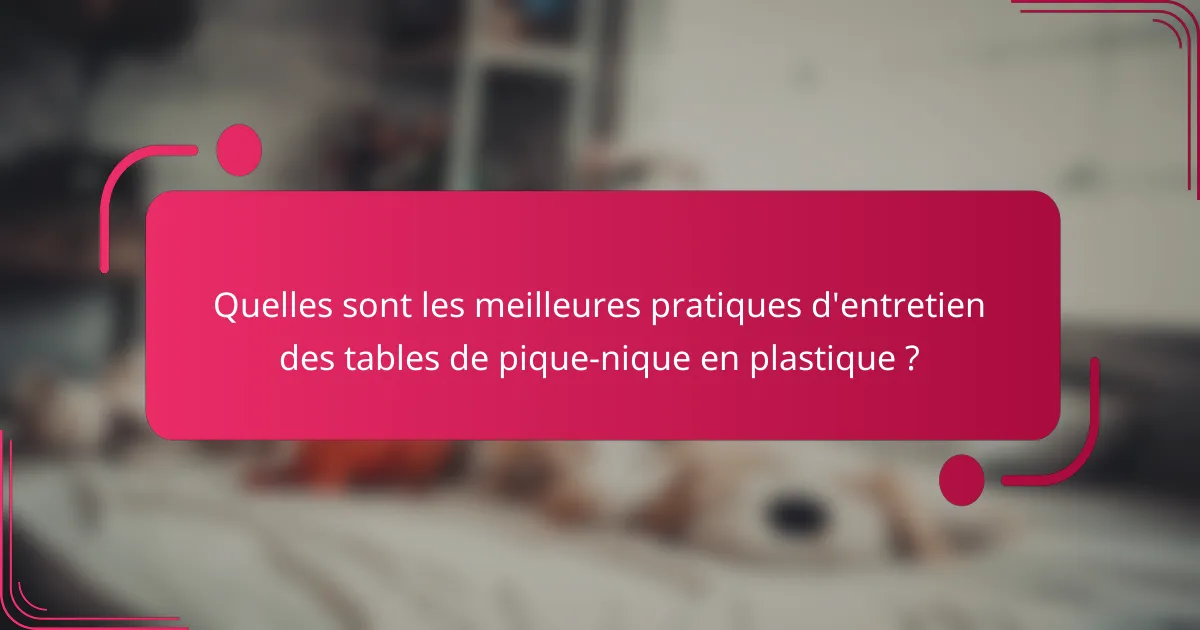 Quelles sont les meilleures pratiques d'entretien des tables de pique-nique en plastique ?